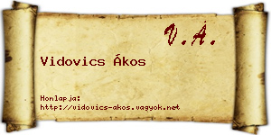 Vidovics Ákos névjegykártya