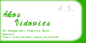 akos vidovics business card